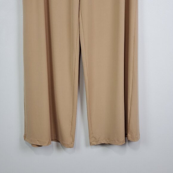 Bob Mackie Wearable Art Pull-On Stretchy Wide Leg Tan Pants Size L - Picture 3 of 12